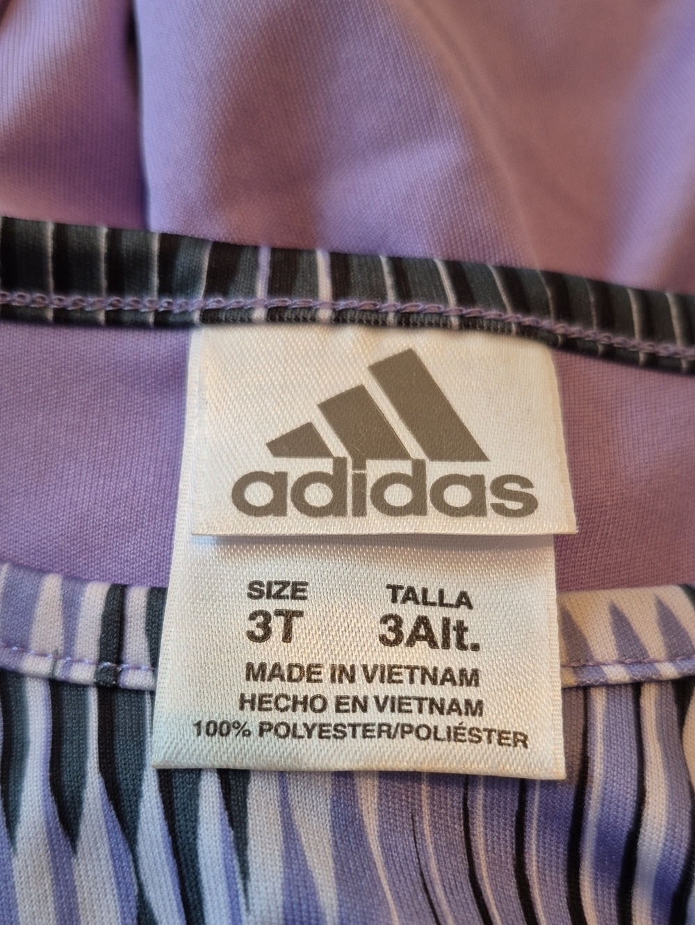 Adidas girls 3T shirt short sleeve purple, EUC - Picture 3 of 3